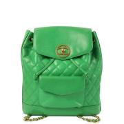 Pre-owned Leather backpacks Chanel Vintage , Green , Dames