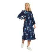 Navy Bloemenjurk met 3/4 Mouwen 2-Biz , Blue , Dames