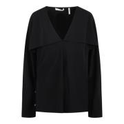 Zijden Blouse met Sjaal Mouwen Helmut Lang , Black , Dames