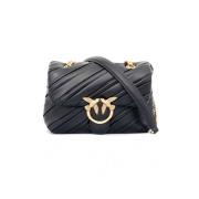 Gewatteerde Love Bag met kettingriem Pinko , Black , Dames