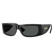 Zwarte Frame Donkergrijze Lens Zonnebril Versace , Black , Unisex