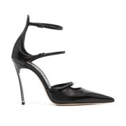 Zwarte Leren Blade Hak Pumps Casadei , Black , Dames