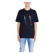 Zwart Bedrukt T-shirt voor Mannen Armani Exchange , Black , Heren