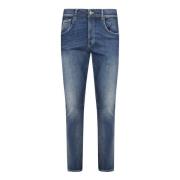 Slim Fit Wortel Jeans Blauwe Wassing Dondup , Blue , Heren