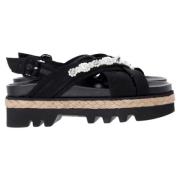 Pre-owned Leather espadrilles Simone Rocha Pre-owned , Black , Dames