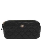 Pre-owned Leather wallets Chanel Vintage , Black , Dames