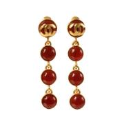 Pre-owned Fabric earrings Chanel Vintage , Red , Dames