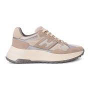 Beige Sneakers met Suède en Mesh Hogan , Beige , Dames