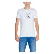 Wit Print Ronde Hals T-shirt Calvin Klein Jeans , White , Heren