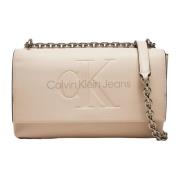 Roze Faux Leren Schoudertas Met Kliksluiting Calvin Klein Jeans , Pink...