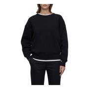 Sweatshirt met print en ribdetails Closed , Black , Dames