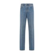 Blauwe Denim Straight-Leg Broek Gucci , Blue , Dames