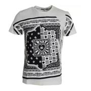 Bandana Print T-shirt Wit Katoen Dolce & Gabbana , Black , Heren