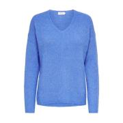 V-Hals Pullover Gebreid Only , Blue , Dames