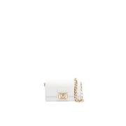 Saffiano Leren Portemonnee Love Moschino , White , Dames