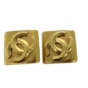 Pre-owned Metal earrings Chanel Vintage , Yellow , Dames