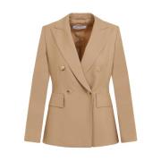 Beige Wol Blazer Verfijnde Stijl Max Mara , Brown , Dames