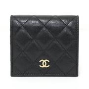 Pre-owned Leather wallets Chanel Vintage , Black , Dames