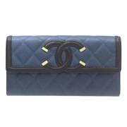 Pre-owned Fabric wallets Chanel Vintage , Blue , Dames