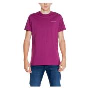 Paarse Effen Korte Mouw T-shirt Tommy Hilfiger , Purple , Heren