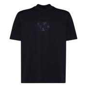 Blauw Katoenen T-shirt met Logo Emporio Armani , Blue , Heren