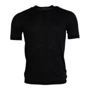 Zwart Zijden Ronde Hals T-shirt Dolce & Gabbana , Black , Heren