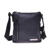 Crossbody bag in black tumbled leather Baldinini , Black , Heren