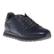 Trainers in dark blue leather and tumbled leather Baldinini , Blue , H...