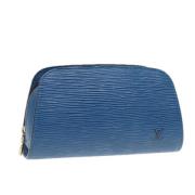 Pre-owned Leather pouches Louis Vuitton Vintage , Blue , Dames