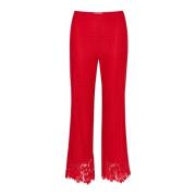 Bootcut Broek met Kant Details Part Two , Red , Dames