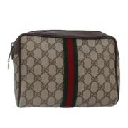 Pre-owned Leather clutches Gucci Vintage , Beige , Dames