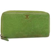 Pre-owned Leather wallets Chanel Vintage , Green , Dames