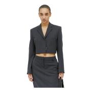 Op Maat Gemaakte Crop Blazer in Plain Weave Diesel , Gray , Dames