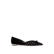 Romantische Fluwelen Ballerina`s met Strik Aquazzura , Black , Dames