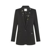 Blazer met strass details Forte Forte , Black , Dames