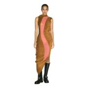 Contrastpaneel Asymmetrische Zoom Jurk Kiko Kostadinov , Brown , Dames