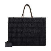 Zwarte Shopper Tas met Gouden Kettinghengsel Givenchy , Black , Dames