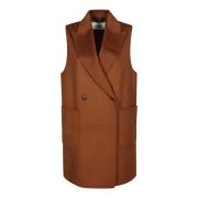 Dubbelbreasted vest met inkeping revers Paltò , Brown , Dames