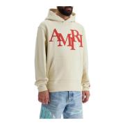 Staggered Logo Hoodie van Katoen Terry Amiri , Beige , Heren