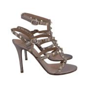 Pre-owned Leather sandals Valentino Vintage , Gray , Dames