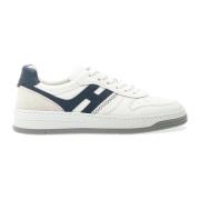 Witte Leren Sneakers met Blauwe Details Hogan , White , Heren