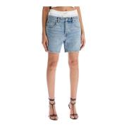 Denim boxershorts met merkdetails Alexander Wang , Blue , Dames