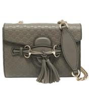 Pre-owned Leather shoulder-bags Gucci Vintage , Gray , Dames