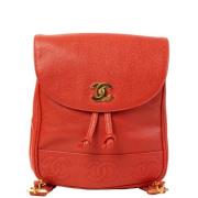 Pre-owned Leather backpacks Chanel Vintage , Red , Dames