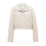 Beige Jas met Logo Patch Courrèges , Beige , Dames