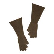 Wolmix Gebreide Lange Handschoenen Rick Owens , Brown , Dames