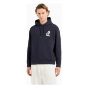 Sportieve Hoodie met Bulldog Borduursel Emporio Armani , Blue , Heren