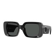 Zwarte Frame Donkergrijze Lens Zonnebril Versace , Black , Unisex