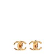 Pre-owned Metal earrings Chanel Vintage , Yellow , Dames