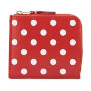 Polka Dot Leren Portemonnee met Rits Comme des Garçons , Red , Heren